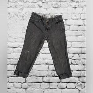 Blanc White‎ House Black Market Women's Grey Cropped Denim Jeans Size 6 Capri